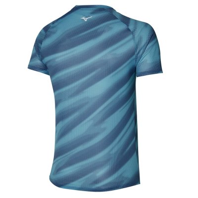 Camisa Mizuno Dryaeroflow Estampados Tee Hombre Azules - Chile M921LZDNJP